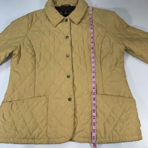Barbour Mustard Yellow Shaped Microfibre Quilt Short Jacket Women Size XL/ 14 - Picture 6 of 12